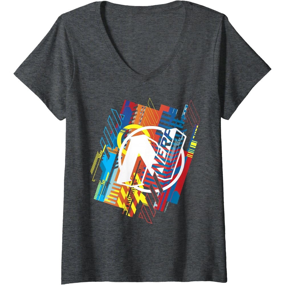 image:imageWomens Nerf N Glitched Logo VNeck TShirtDark Heather Grey