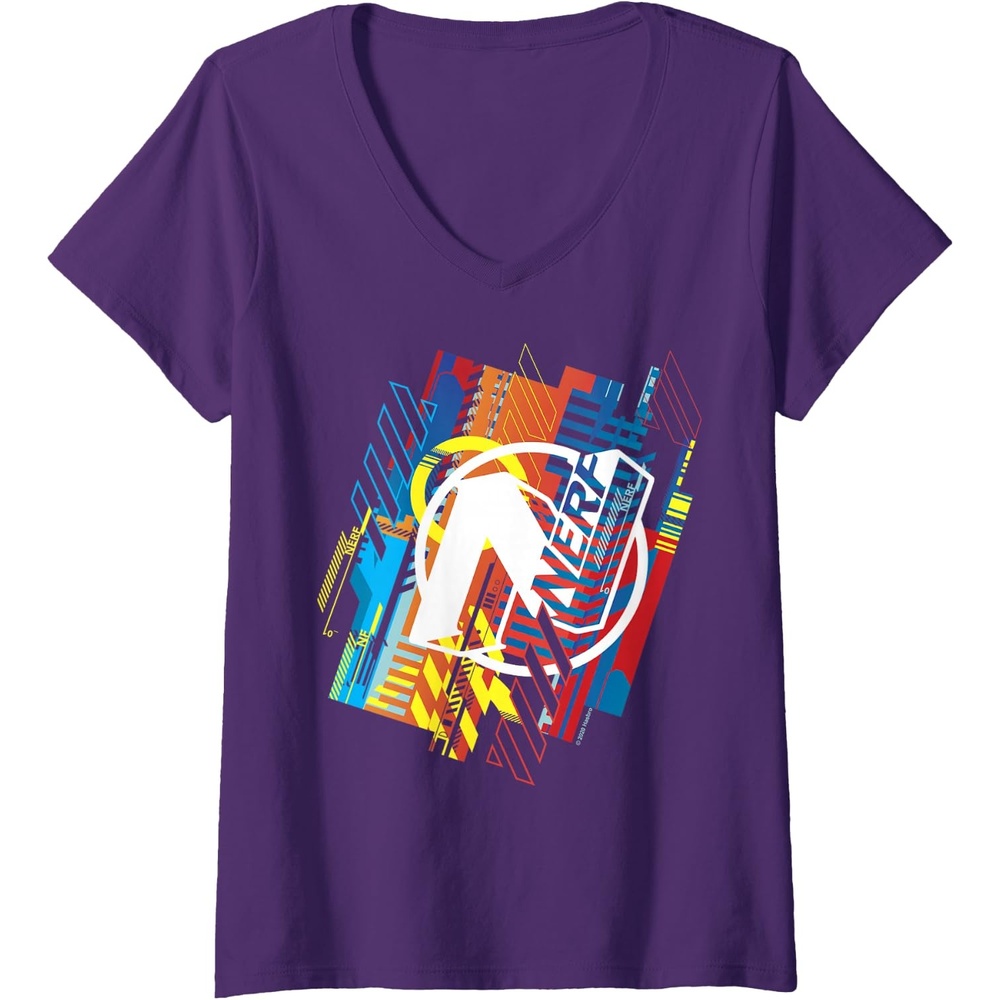 image:imageWomens Nerf N Glitched Logo VNeck TShirtPurple