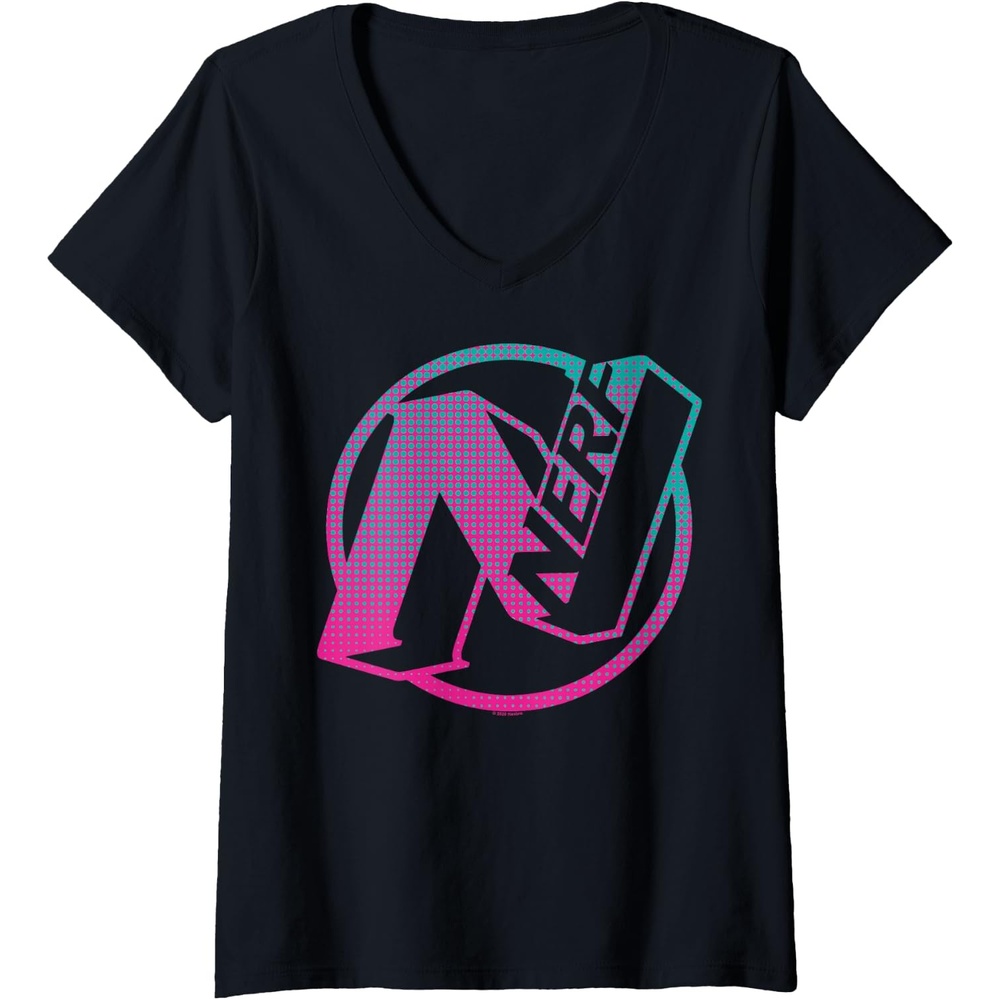 image:imageWomens Nerf N Gradient Comic Style Logo VNeck TShirtBlack