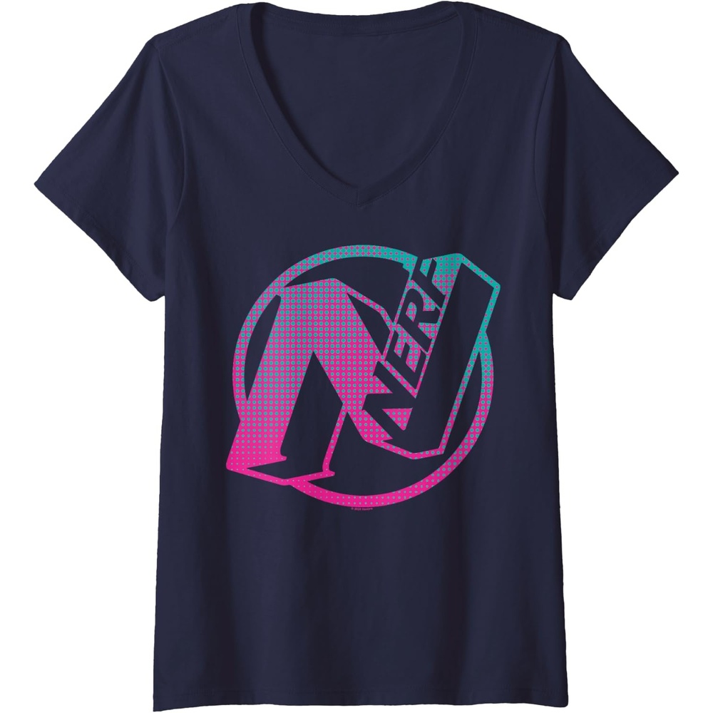 image:imageWomens Nerf N Gradient Comic Style Logo VNeck TShirtNavy Blue