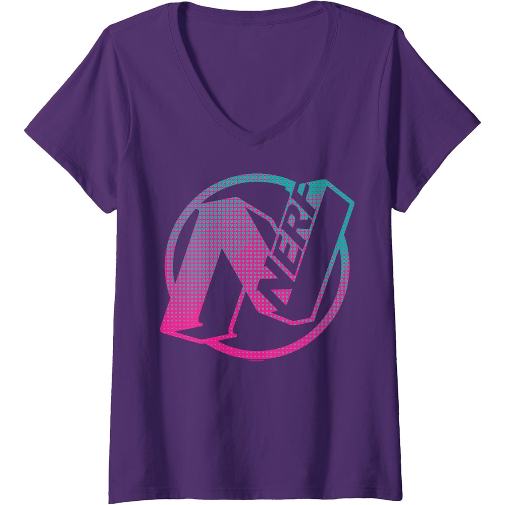 image:imageWomens Nerf N Gradient Comic Style Logo VNeck TShirtPurple
