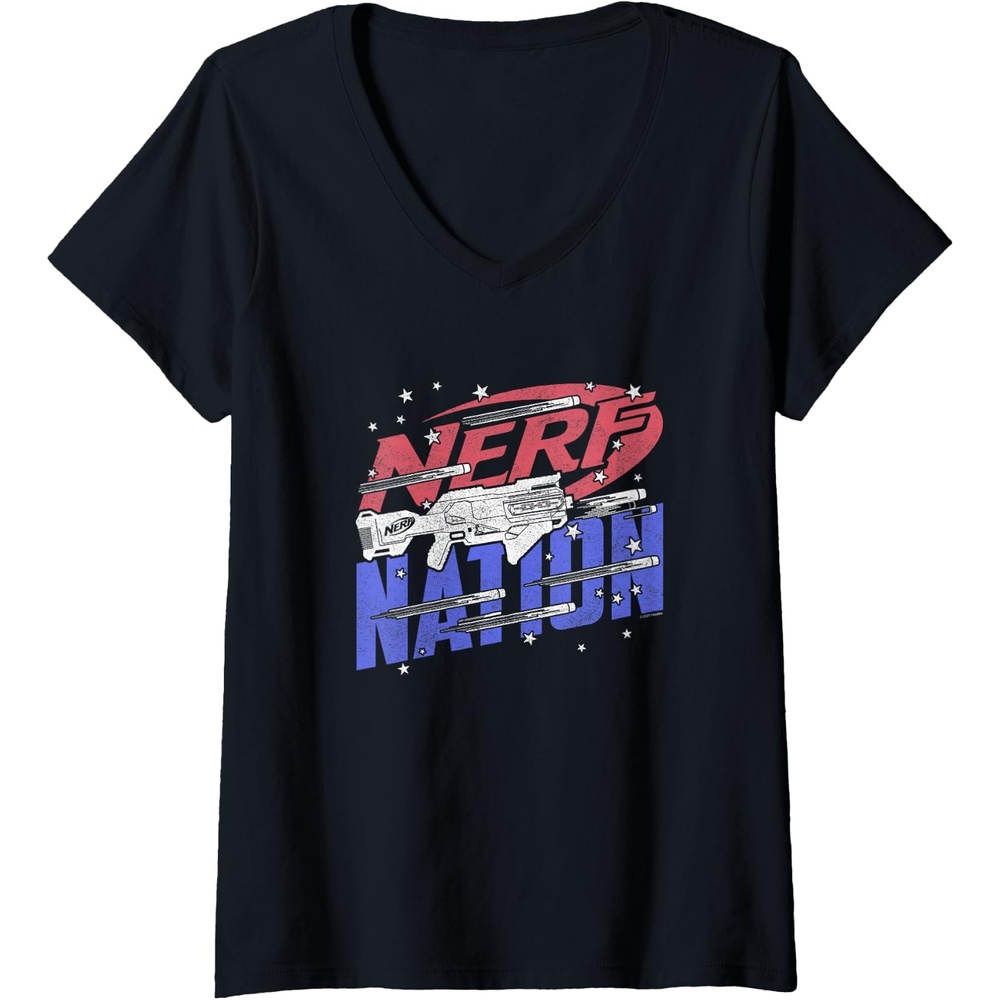 image:imageWomens Nerf Nation Americana Blaster VNeck TShirtBlack