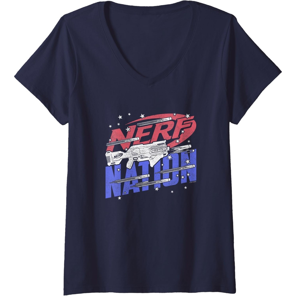 image:imageWomens Nerf Nation Americana Blaster VNeck TShirtNavy Blue