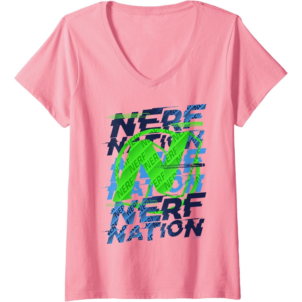 image:imageWomens Nerf Nation Logo Stack VNeck TShirtPink