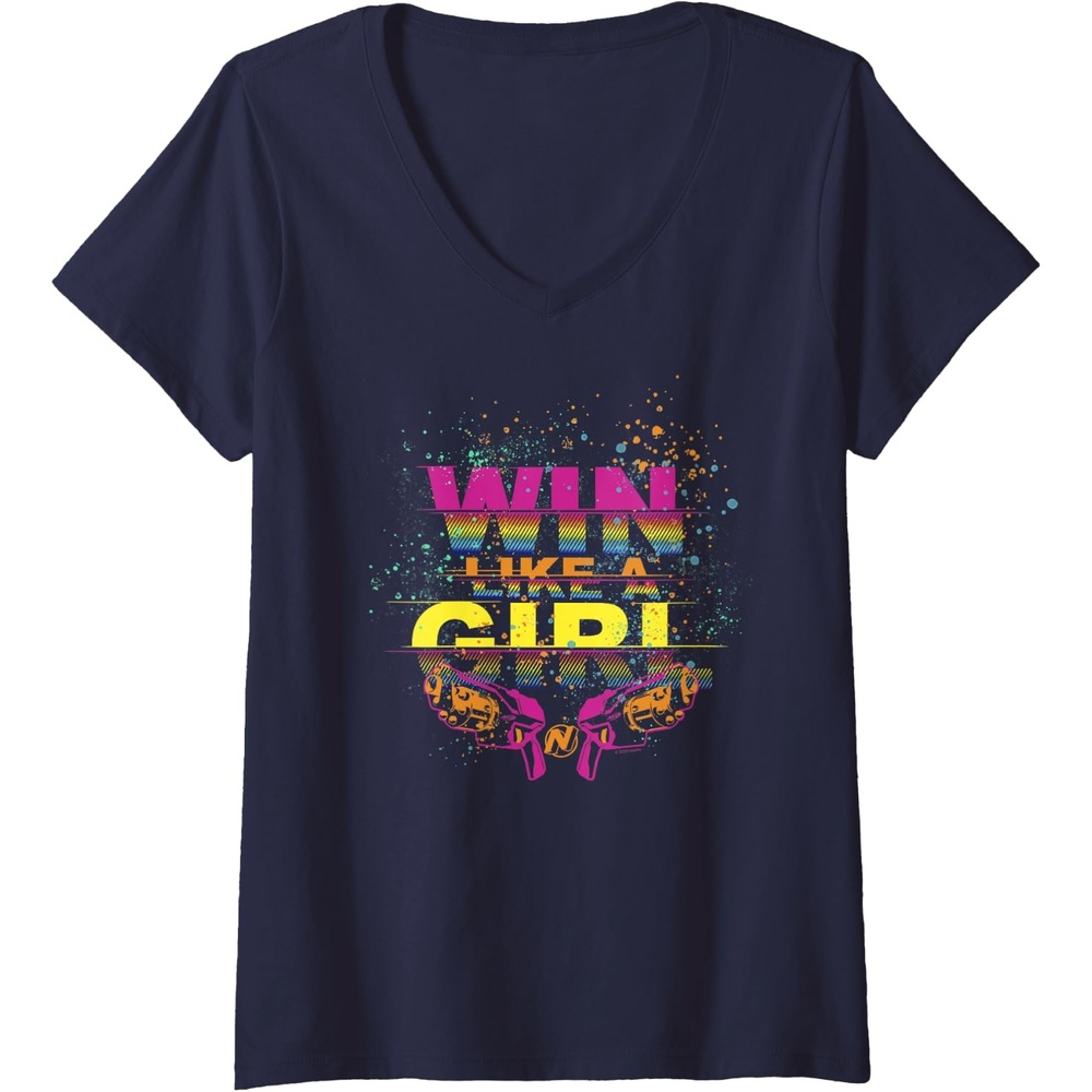 image:imageWomens Nerf Win Like A Girl VNeck TShirtNavy Blue
