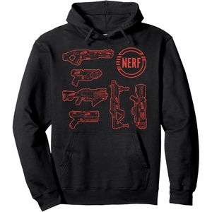 Nerf Blasters Retro Schematic Textbook Outlines Pullover Hoodie(Black)