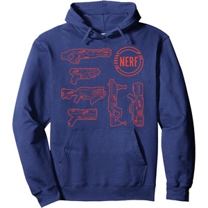 Nerf Blasters Retro Schematic Textbook Outlines Pullover Hoodie(Navy Blue)