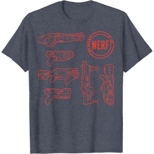 Nerf Blasters Retro Schematic Textbook Outlines T-Shirt(Heather Blue)