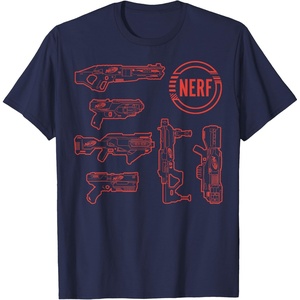 Nerf Blasters Retro Schematic Textbook Outlines T-Shirt(Navy Blue)