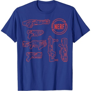 Nerf Blasters Retro Schematic Textbook Outlines T-Shirt(Royal Blue)