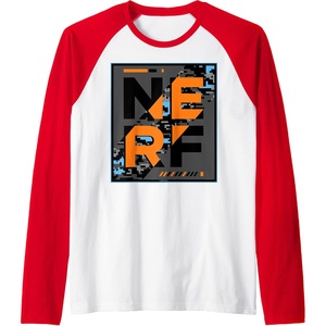 Nerf Camouflage Glitch Poster Raglan Baseball Tee(Red/White)