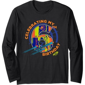 Nerf Celebrating My 6th Birthday Long Sleeve T-Shirt(Black)
