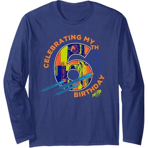 Nerf Celebrating My 6th Birthday Long Sleeve T-Shirt(Navy Blue)