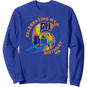 Nerf Celebrating My 6th Birthday Sweatshirt(Royal Blue)