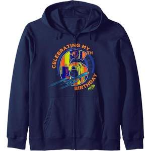 Nerf Celebrating My 6th Birthday Zip Hoodie(Navy Blue)