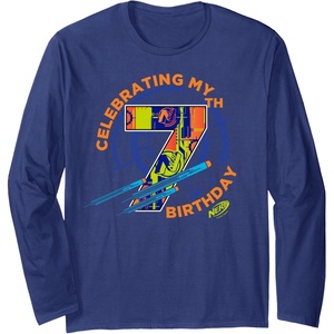 Nerf Celebrating My 7th Birthday Long Sleeve T-Shirt(Navy Blue)