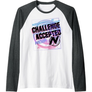 Nerf Challenge Accepted Raglan Baseball Tee(Dark Heather Grey/White)