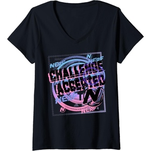 Nerf Challenge Accepted V-Neck T-Shirt(Black)