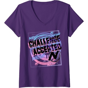 Nerf Challenge Accepted V-Neck T-Shirt(Purple)