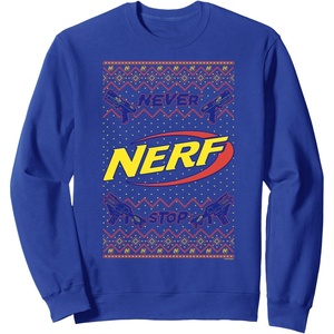 Nerf Christmas Never Stop Ugly Sweater Sweatshirt(Royal Blue)