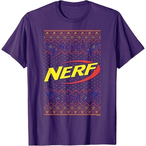 Nerf Christmas Never Stop Ugly Sweater T-Shirt(Purple)