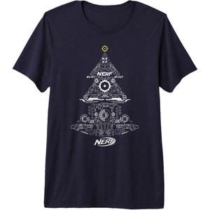 Nerf Christmas Tree Toy Icons Collage Premium T-Shirt(Navy Blue)