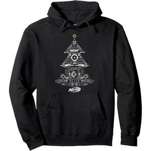 Nerf Christmas Tree Toy Icons Collage Pullover Hoodie(Black)
