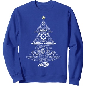 Nerf Christmas Tree Toy Icons Collage Sweatshirt(Royal Blue)