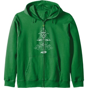 Nerf Christmas Tree Toy Icons Collage Zip Hoodie(Dark Green)