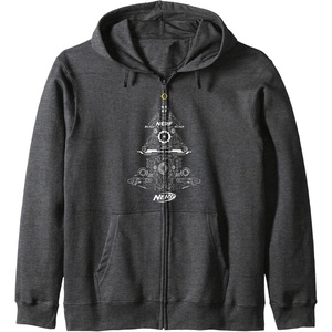 Nerf Christmas Tree Toy Icons Collage Zip Hoodie(Dark Heather Grey)
