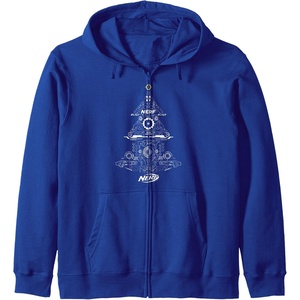 Nerf Christmas Tree Toy Icons Collage Zip Hoodie(Royal Blue)