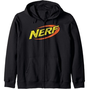 Nerf Classic Distressed Retro Color Logo Zip Hoodie(Black)
