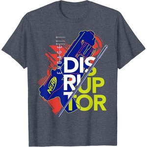 Nerf Engage Disruptor Retro Vintage Text Stack T-Shirt(Heather Blue)
