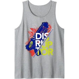Nerf Engage Disruptor Retro Vintage Text Stack Tank Top(Heather Grey)