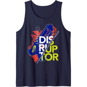 Nerf Engage Disruptor Retro Vintage Text Stack Tank Top(Navy Blue)
