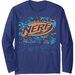 Nerf Glitch Camouflage Logo Long Sleeve T-Shirt(Navy Blue)