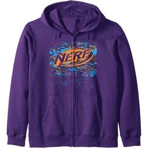Nerf Glitch Camouflage Logo Zip Hoodie(Purple)