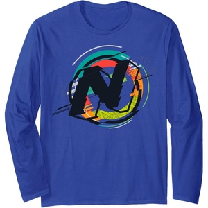 Nerf Glitch Color Graphic Logo Long Sleeve T-Shirt(Royal Blue)