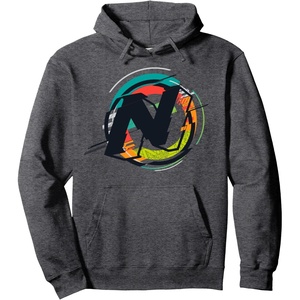 Nerf Glitch Color Graphic Logo Pullover Hoodie(Dark Heather Grey)