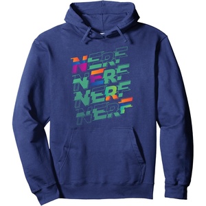 Nerf Glitch Color Logo Stack Pullover Hoodie(Navy Blue)