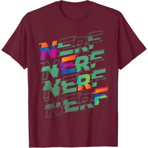 Nerf Glitch Color Logo Stack T-Shirt(Burgundy)