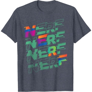 Nerf Glitch Color Logo Stack T-Shirt(Heather Blue)