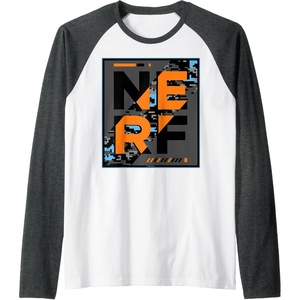 Nerf Glitch Poster Raglan Baseball Tee(Dark Heather Grey/White)