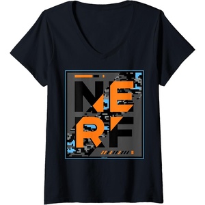 Nerf Glitch Poster V-Neck T-Shirt(Black)