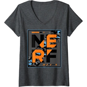 Nerf Glitch Poster V-Neck T-Shirt(Dark Heather Grey)