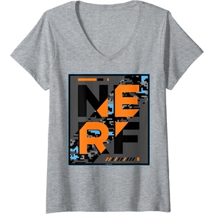 Nerf Glitch Poster V-Neck T-Shirt(Heather Grey)