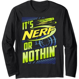 Nerf It’s Nerf Or Nothin’ Retro Bold Logo Long Sleeve T-Shirt(Black)