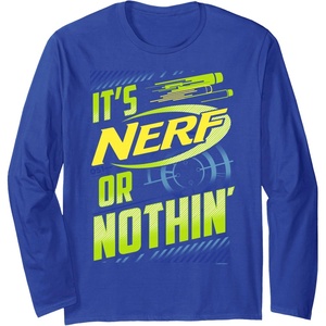Nerf It’s Nerf Or Nothin’ Retro Bold Logo Long Sleeve T-Shirt(Royal Blue)
