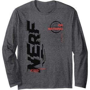 Nerf It’s Nerf Or Nothing Target Bullseye Side Graphic Long Sleeve T-Shirt(Dark Heather Grey)