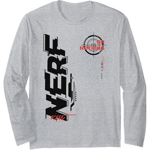 Nerf It’s Nerf Or Nothing Target Bullseye Side Graphic Long Sleeve T-Shirt(Heather Grey)